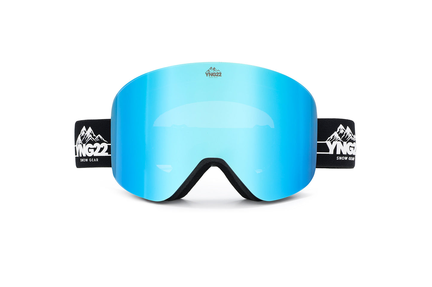 Skibril met verwisselbare lens Zwarte band met blauwe lens