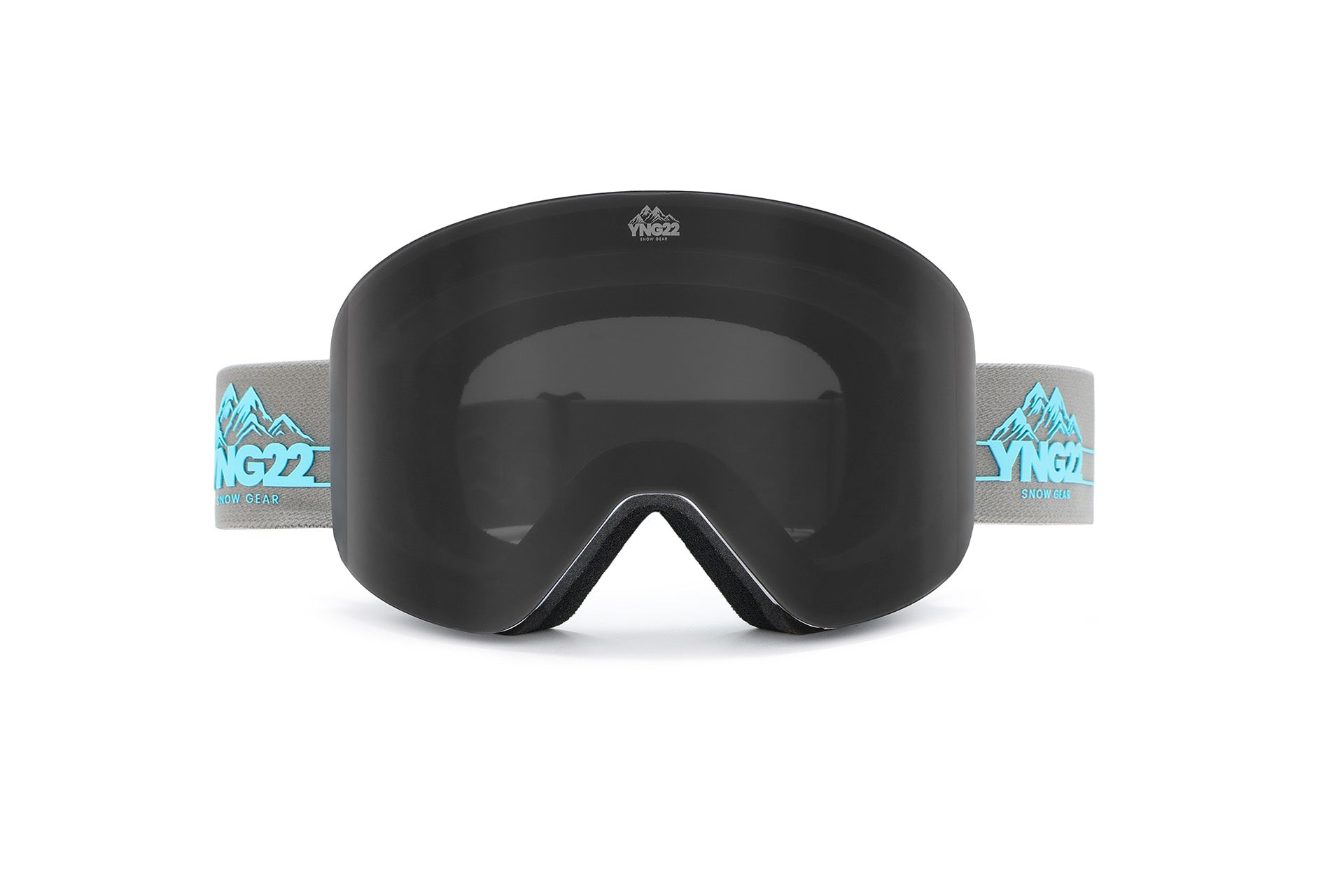 Skibril met verwisselbare lens, grijze band met zwarte lens