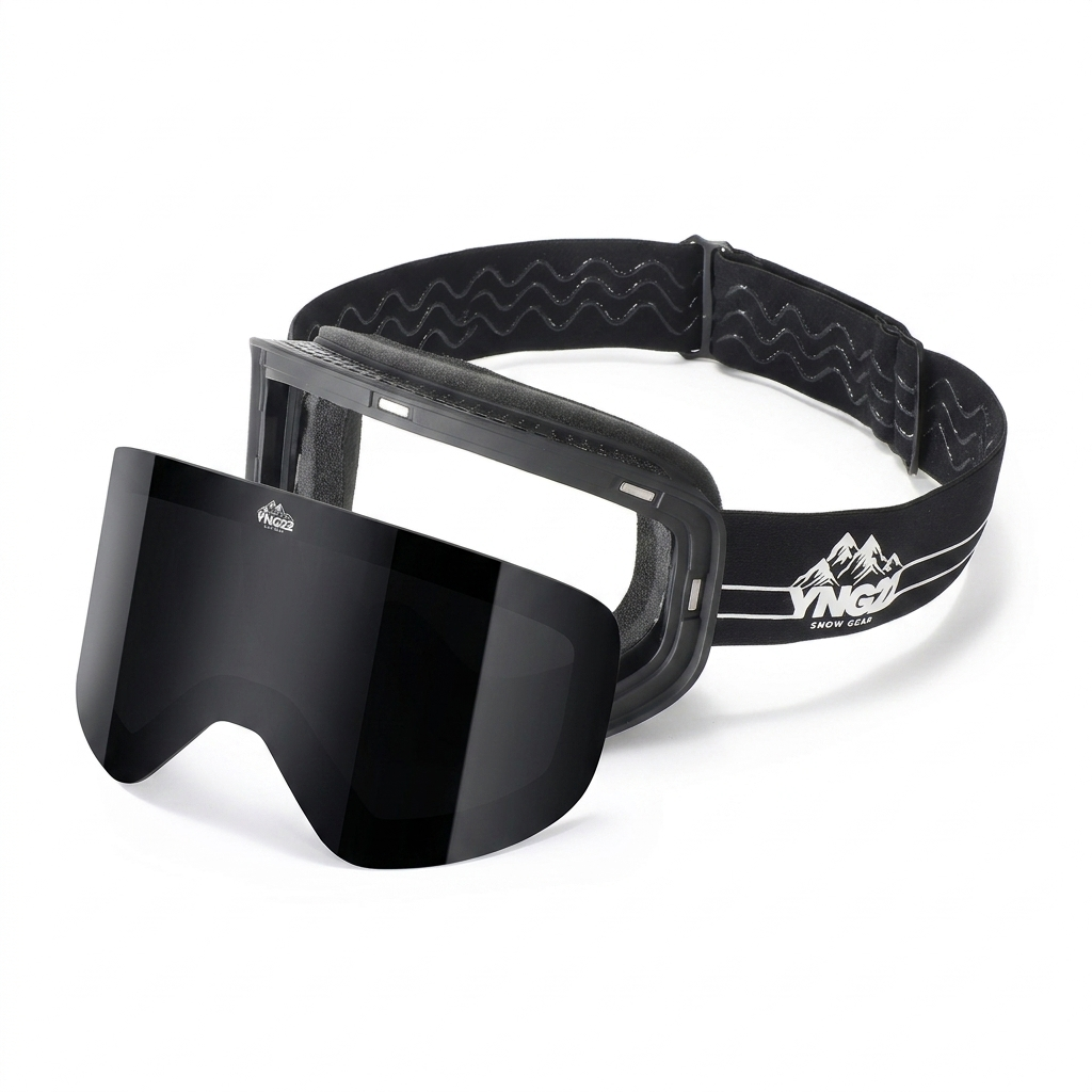 YNG22 skibril met magnetische verwisselbare zwarte lens